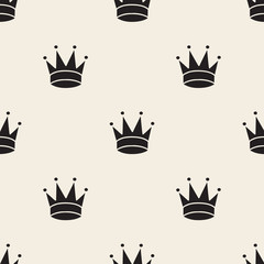 seamless monochrome crown pattern background