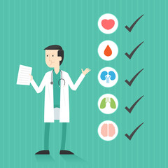 Doctor with list of medical check up