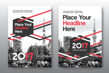 Red Color Scheme with City Background Business Book Cover Design Template in A4 Can be adapt to Brochure, Annual Report, Magazine,Poster, Corporate Presentation, Portfolio, Flyer, Banner, Website