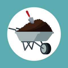 wheelbarrow with eart shovel garden vector illustration eps 10