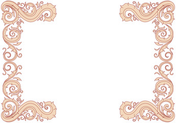 Floral ornament frame in red and cream.