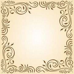Floral ornament frame in brown