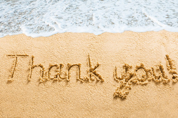 Thank You Words Written On Beach