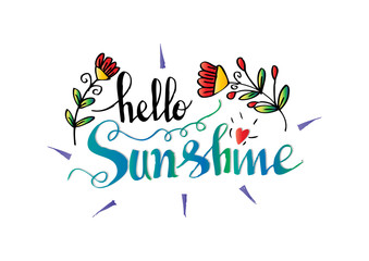 Hello sunshine hand lettering
