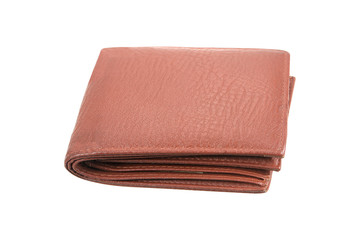 old leather wallet isolate on white background