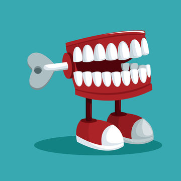 April Fools Day Teeth Practical Joke Vector Illustration Eps 10