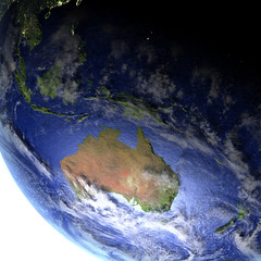 Fototapeta na wymiar Australia on realistic model of Earth