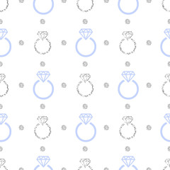 seamless silver and blue glitter ring pattern background