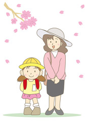 入学式・母親と女の子