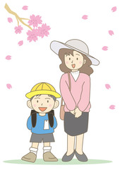 入学式・母親と男の子
