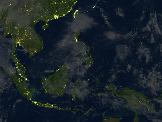 Indonesia at night on planet Earth