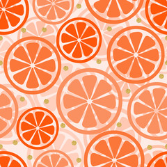 Seamless orange slice with silver dot glitter pattern background