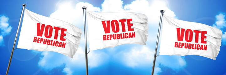 vote republican, 3D rendering, triple flags