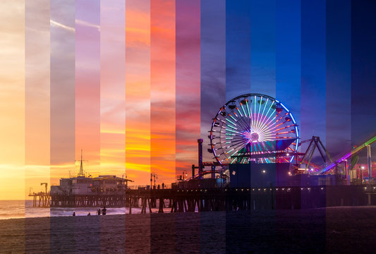 Santa Monica Pier Sunset Slices Timelapse 