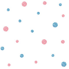 SEAMLESS BLUE AND PINK DOT GLITTER PATTERN ON WHITE BACKGROUND