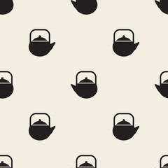 seamless monochrome  tea pot pattern background