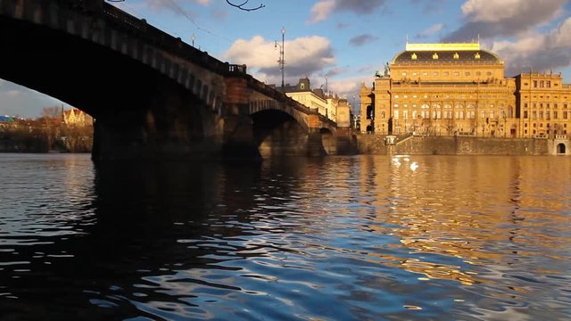  Legion bridge and National Theatre.The Prague bridges arching over the Vltava river are not only vital connecting links, but also valuable works of architecture .