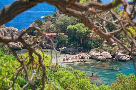Famous beach Isola Bella at Sicily, Italy