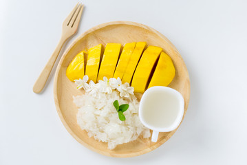Thai style tropical dessert,mango with sticky rice.