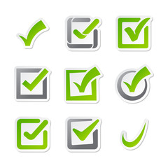 Check box icons of vote mark sign choice yes symbol and correct design right agreement voting form button question choose success graphic vector illustration.