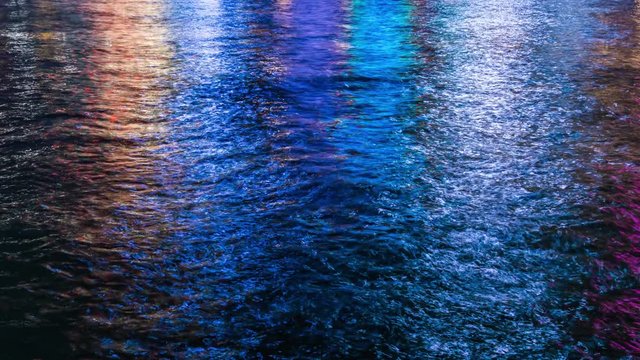 hong kong night illumination bay reflection in water 4k time lapse china
