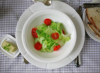 lettuce salad with parsley and cherry tomatoes