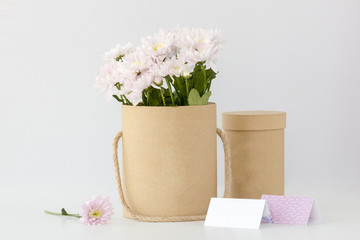Box with white flowers