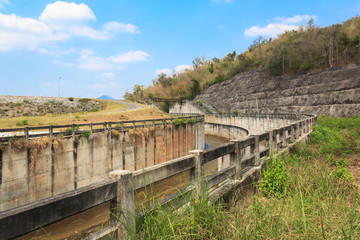 Fototapeta na wymiar spillway and the reservoir in Thailand.