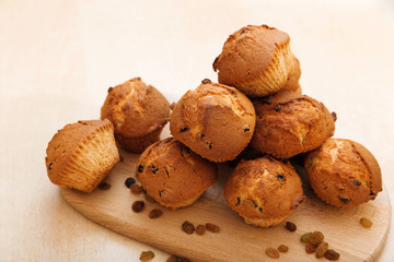 Muffins with raisins. Homemade cake