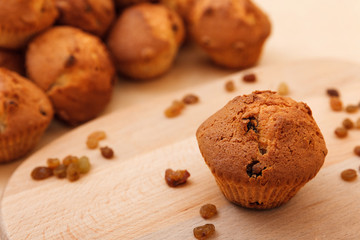 Muffins with raisins. Homemade cake