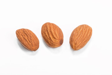 Almonds isolated on white background