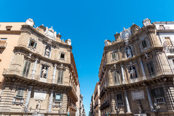 Two of the four Quattro Canti in Palermo, Sicily