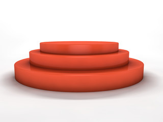 Isolated on a white red pedestal winners. 3d rendering