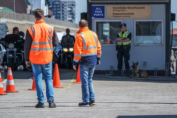 Harbour border control observing the people