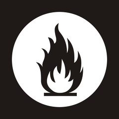 Fire flame icon. Black icon isolated on white background. Fire flame silhouette. Simple icon. Web site page and mobile app design vector element.