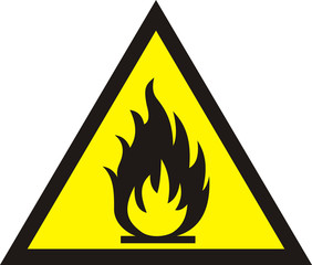 Fire warning sign on white background. vector illustration.