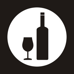 A vector illustration of a wine bottle and glass