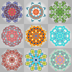 A set of beautiful mandalas and lace circles