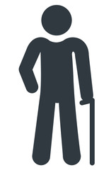 silhouette humain vieillard canne infographie 3