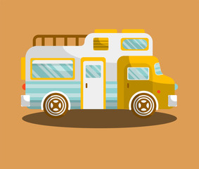 Camping bus or camper van motorhome car or vehicle