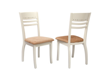 Fototapeta premium Wooden comfortable brown chairs isolated on white background