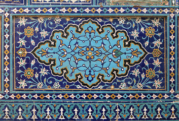 Old Eastern mosaic on the wall, Uzbekistan