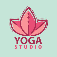 Obraz premium Vector logo in a line style. Fitness room, yoga center