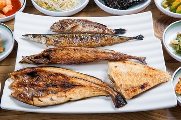 assorted grilled fish