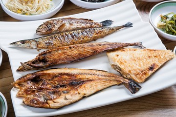 assorted grilled fish