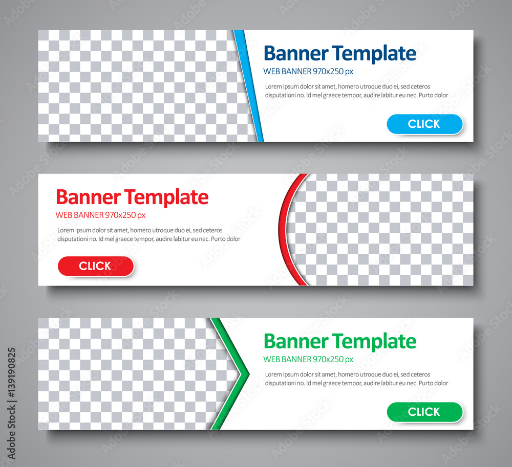 Poster design of the horizontal web banner with a place for a photo.