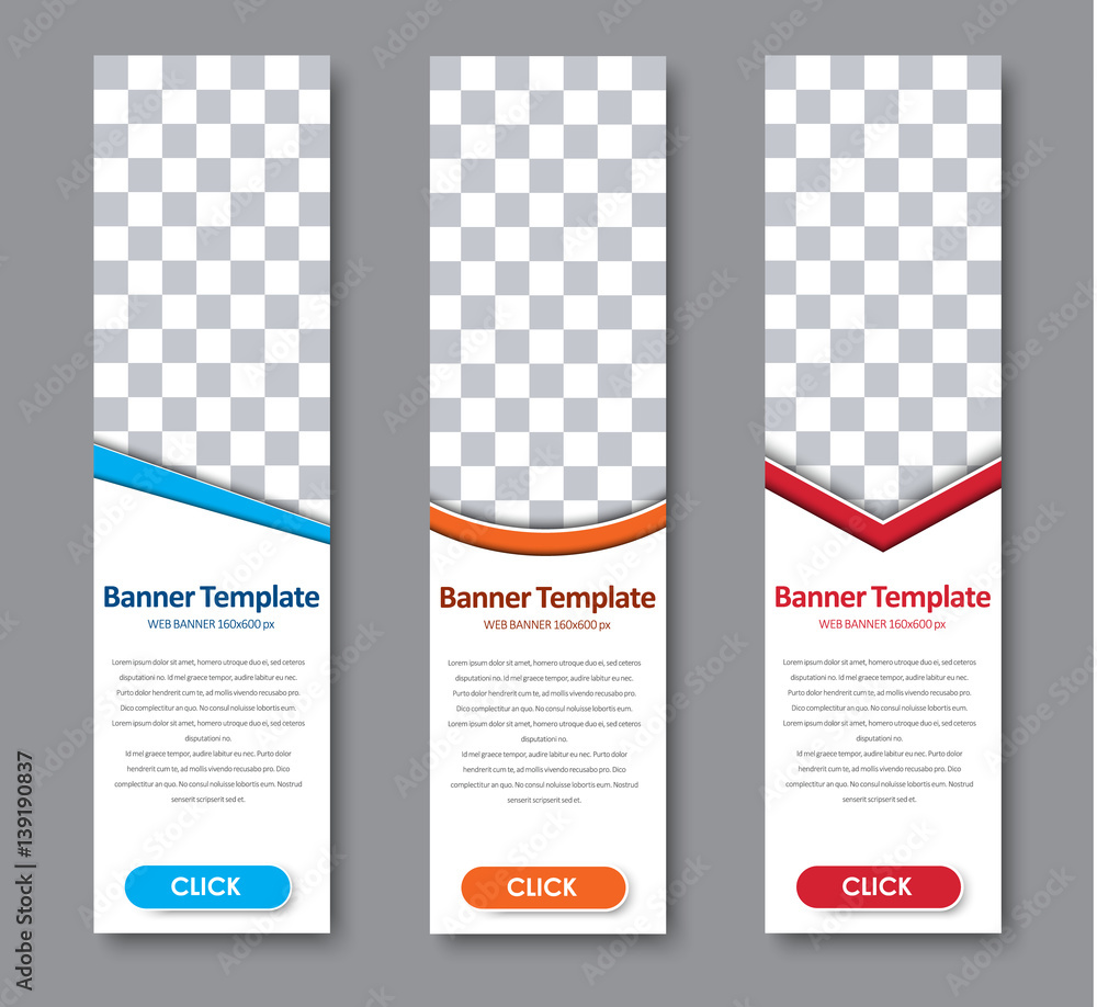 Poster template vertical web banner with a place for a photo.
