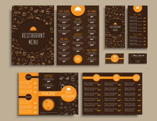 Templates style brown and orange colors, with drawings by hand