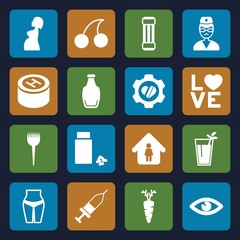 Set of 16 health filled icons