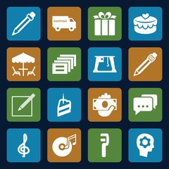 Set of 16 pictograph filled icons